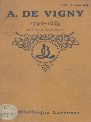 cover image of A. de Vigny, 1797-1863